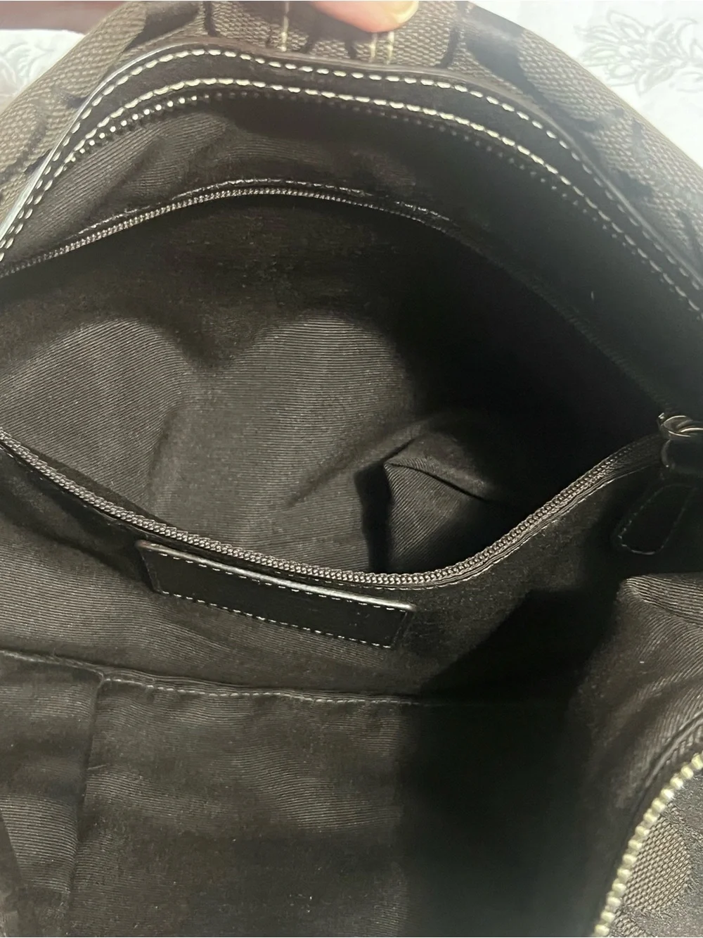 Coach Brown Signature Canvas Hobo Bag with Dark Brown Leather Trim